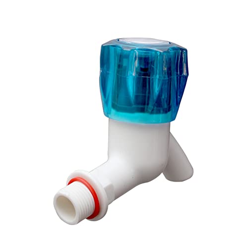 Image of Droptech Blue Crystal PVC Plastic Bib Cock /Water Taps for Kitchen Bathroom Wash Basins - Set of 12 (1 /2 inch, 15 mm) Type PVC Taps Faucet for Hot and Cold Water