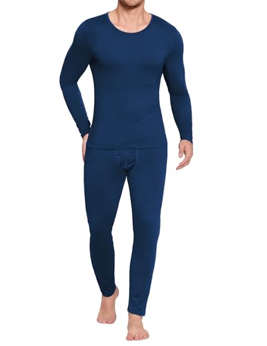 Ekouaer Men's Long Johns Thermal Underwear Comfy Soft Elastic Fabric Base Layer Set Cold Weather Warm Top and Bottom