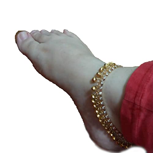 Bomine Boho Bell Indian Anklet Bracelets Gold Rhinestone Tassel Foot Anklets Chain Beach Summer Foot Jewelry For Women And Girls (Gold) #TOP3