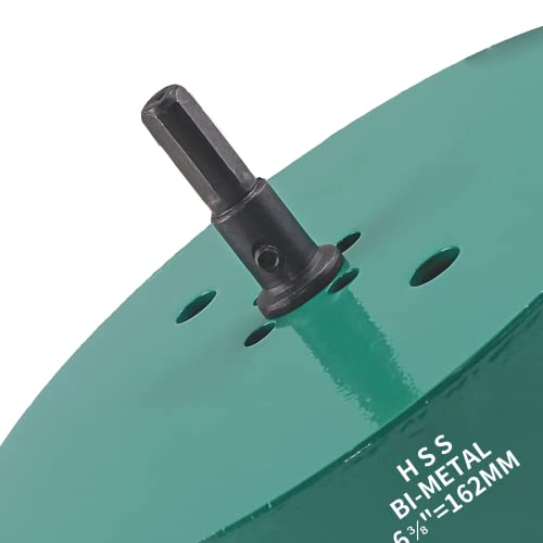 Image of 6 3 /8 Inch / 162mm Hole Saw with Arbor, 6.375 Inch Hole Saw HSS Bi-Metal Hole Cutter Smoothly Cutting in Cornhole Boards, Plastic, Wood, Fiberboard, Drywall