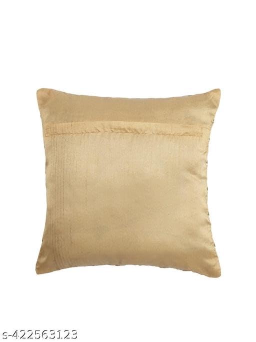 Image of Aesthetic Decorative Polyester Throw Pillow Cover for Sofa & Living Room | 16x16 Inches | Gold
