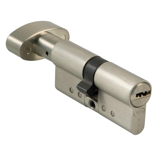 Amig - Cilindro di sicurezza con pomolo | Serratura per porte | Cilindro di Alta Sicurezza | Anti-picking e Anti-bumping | Include 5 chiavi | Cromato Satinato | Misure: 80 (40-40 mm)