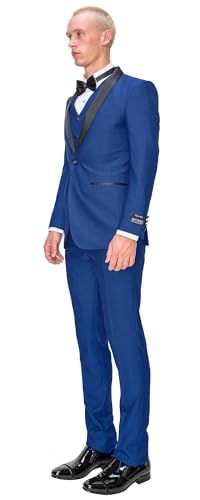Antonio Uomo Men’s Suit Set – Slim Fit Tuxedo Blazer Solid Jacket Vest Pants Formal Business Wedding Party Prom Dress Suits3