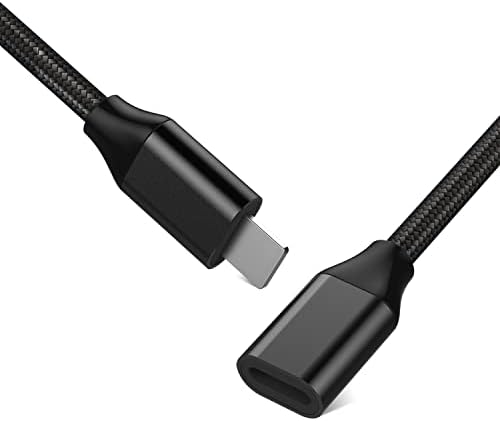 EMATECABLE Braided Extender Cable Adapter Male to Female Pass Audio Video Picture Data and Power Charge. 1PCS 3.3Feet Extension Cord Connector Made of Black Aluminum & Braided.