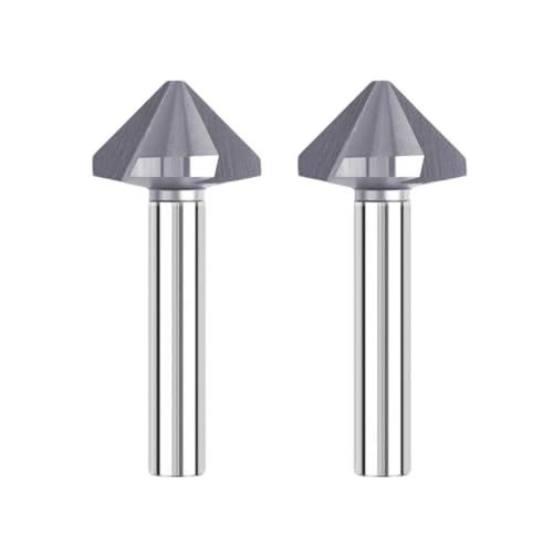 2PCS25mm HSS 6542 Countersink Drill Bit, 90° Three-Flute Chamfer Cutter Deburring Countersink Drill Bit for Wood Metal Stainless Steel High-Speed Steel Compatible with Bosch Makita DeWalt Machine Tool