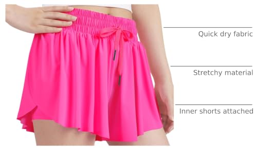 Image of KEREDA Girls Flowy Butterfly Shorts 2-in-1 Kids Preppy Athletic Clothes