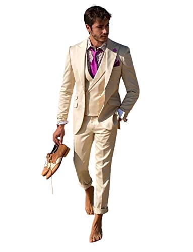 Costume 3 pièces homme croisé coupe ajustée avec gilet smoking de qualité