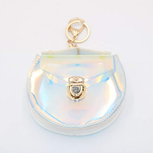 Preisvergleich Produktbild MIBANG Geldbörse für Münzen, bunt, Laser, halbrund, Druckknopf, wasserdicht, Mini-Geldbörse, multifunktional, Kartenpaket, Schlüsseltasche, kleine Kosmetiktasche für Kleinkinder weiß