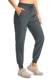 YYV Women's Hiking Pants Lightweight Quick Dry Cargo Joggers Waterproof for Women Travel Walk with Zipper Pockets (Lunar Rock X-Large)