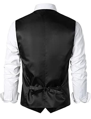Zeroyaa Men's Hipster Urban Design 3 Pockets Business Formal Dress Vest For Suit Tuxedo Zlsv16 Black Large #TOP2