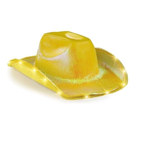 Image of Unisex Cowboy Hat Light Up Flashing LED Brim Fun Light Up Hat For Wedding Prom Birthday Party Halloween Christmas
