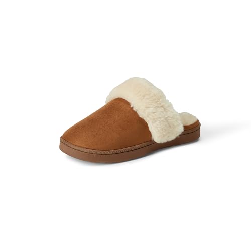 Amazon Essentials Mädchen Kuschelige Pantoffeln mit Kunstpelzbesatz Hellbraun 3 kleine Kinder