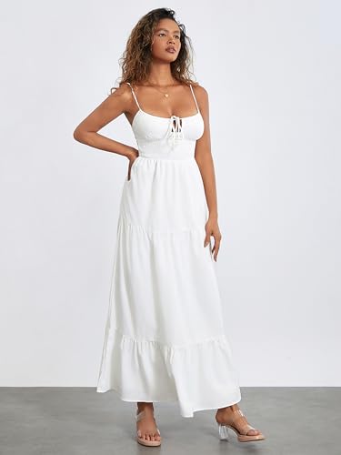 Image of Womens Y2k Long Dress Spaghetti Strap Low Cut Dress Casual Backless Flowy Maxi Dress Clubwear