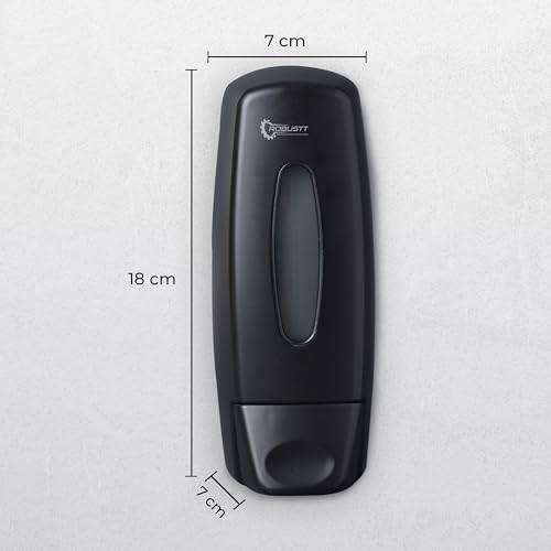 Image of Robustt Manual Wall Mounted Liquid Soap Dispenser - Black (350 ml, Pack of 5) - with Adhesive Hooks | Leak-Proof, Transparent Window, Easy Installation - Ideal for Bathroom, Kitchen, Hotels, Offices