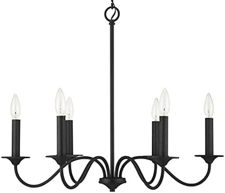Capital Lighting 437261BI Vincent Mediterranean/French Country Round Candle Chandelier, 6-Light 360 Total Watts, 22" H x 26" W, Black Iron