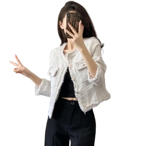 Veste courte texturée française blanche de qualité supérieure
