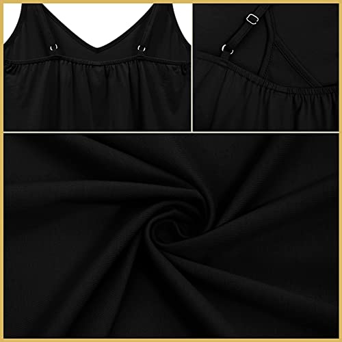 OMSJ Women's Spaghetti Strap Tank Tops V Neck Sleeveless Summer Loose Fit Shirts4