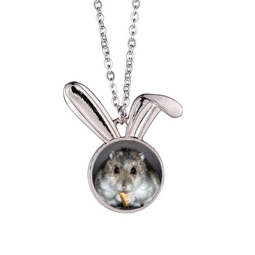 Collier pendentif hamster mignon en argent pour passionné d'animaux
