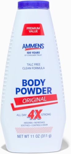 Image of Ammens Original Body Powder - Talc Free Body Powder with Naturally Derived Cornstarch - Free from Dye and Parabens - Soothes Itchy Skin - 11 oz (Pack of 6)