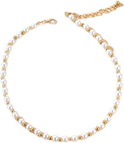 Collier délicat de luxe perles pierres précieuses ras du cou ajustable or