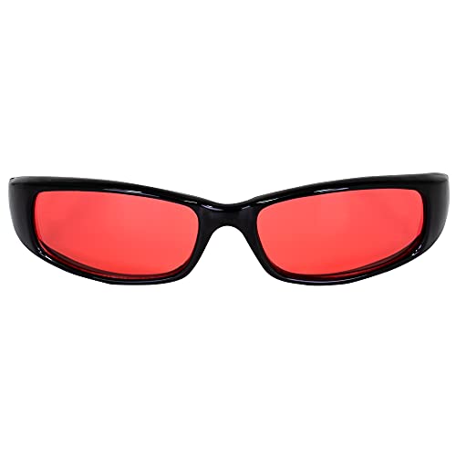 2 Pairs of MF Eyewear Bad Attitude Cool Wraparound Motorcycle Sunglasses Black Frames with Smoke & Red Lenses4