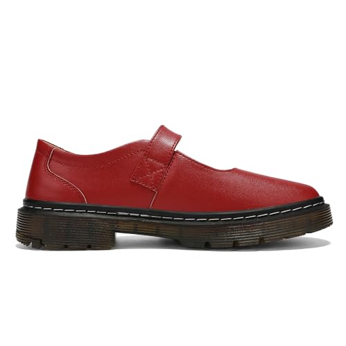 Image of Women's Mary Jane Flat Shoes Comfort Platform Buckle Ankle Strap Flats Breathable Slip On Lightweight Office Work Shoes Burgundy,8 US