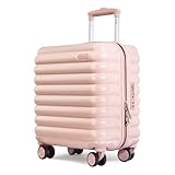Cooleben Leichter Handgepäck Koffer Grün, Kompakt & Stabil, PC+ABS, 360° Rollen, TSA-Schloss, Teleskopgriff, Nass-Trocken Trennung (Rosa, 18-Zoll)