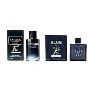 Savage Pour Homme & Blue for Men Cologne Combo Set, Eau De Toilette Natural Spray Fragrance for Men, Wonderful Gift, Masculine Scent 3.4 Fl Oz Each (Pack of 2) Clashoky