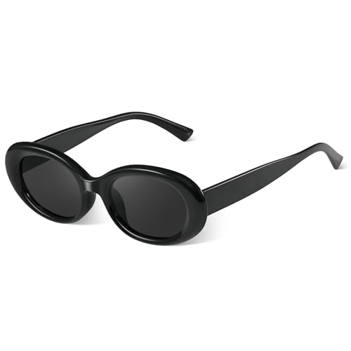 Oval Trendy Sunglasses Womens - 90s Vintage Small Oval Shades, Fashion Sunglasses UV Protection