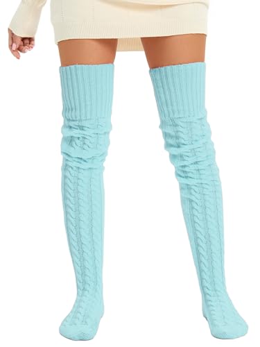 Image of Women's Thigh High Knitted Winter Boot Socks Vintage Extra Long Leg Warmer Over Knee High Stockings