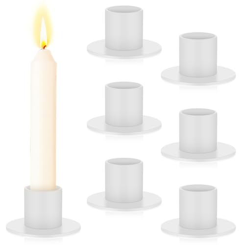 HOTUT Kerzenhalter für Stabkerzen,6 Stück Retro Candlelight Dinner Kerzenhaltern,Weiß Kerzenständer aus Metall für Hochzeit, Party, Esstisch, Mantel,Wohn und Schlafzimmerdekoration (Weiß)