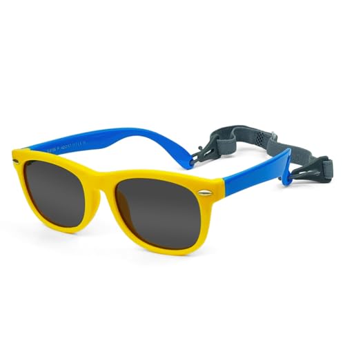 Polarized Baby Sunglasses for Toddler Boys Girls TPEE Flexible Frame with Strap Age 0-3
