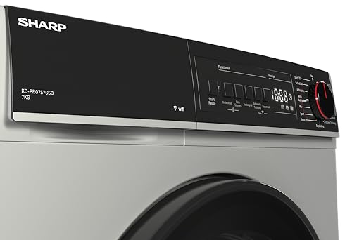 Sharp KD-PRO7S7GSD-DE Wäschetrockner, 7kg, D, WiFi, 15 Trockenprogramme inkl. 20-Minuten-Schnelltrockenprogramm, Silber