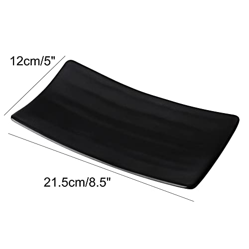 Plato para sushi rectangular de plástico negro miniatura 7