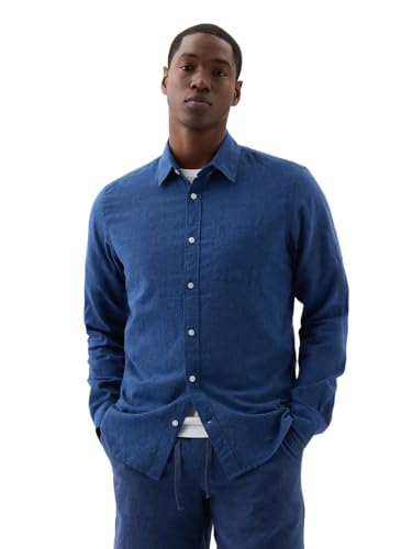 Chemise en lin homme Gap Standard manches longues coupe droite boutons