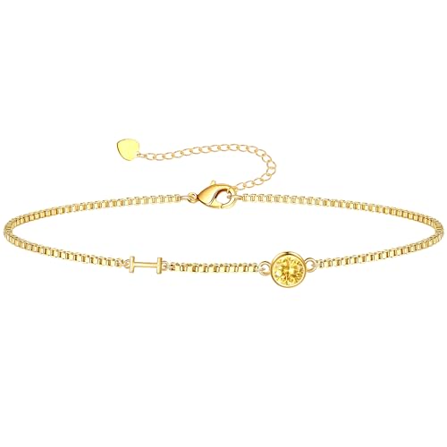 Image of Birthstone Bracelets for Women, Initial Bracelet Teen Stocking Stuffers Birthday Gifts for Teen Girls Initial Bracelet Trendy Letter A-Z Dainty Bracelet 21st 30th Mom Birthday Gift Birthstone Jewelry