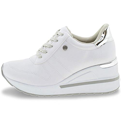 Tênis Casual Anabela Via Marte Branco/Prateado