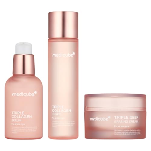 medicube Set de Cuidado de la Piel Triple Colágeno: Triple Colágeno Crema, Sérum, Tónico