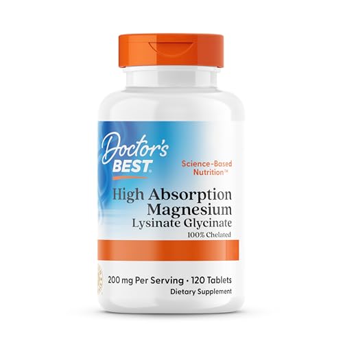 Doctor's Best, High Absorption Magnesium, 100% chelatiert mit TRAACS, mit Glycin und Lysin, 120 vegane Tabletten, Laborgeprüft, Sojafrei, Glutenfrei, Ohne Gentechnik