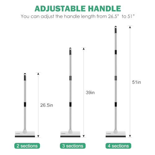 Image of SetSail Floor Scrub Brush with 51-Inch Long Adjustable Handle 2 in 1 Scrape Brush Stiff Bristle Floor Scrubber for Cleaning Shower Bathroom Garage Kitchen Wall Deck Tub Tile,Black White