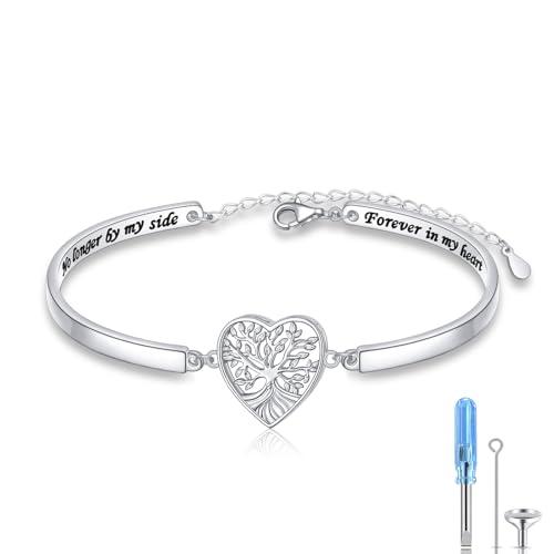 DAOCHONG Sterling Silver Bracelets for Women Engraved Message Mantra Bangle Bracelets Friend Encouragement Gift for Her