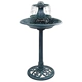 Tidyard Vogelbad mit Springbrunnen Grün 50×91 cm Kunststoff Vogel Tränke Bad Gartenbrunnen Gartendeko Zierbrunnen Brunnen
