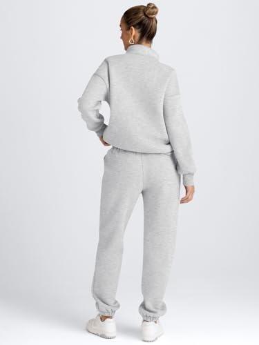 Image of AUTOMET Women's Sweatsuits 2 Piece Outfits Lounge Sets | Cozy Airport Outfits,Casual Sweat Sets for Fall and Winter,Half Zip Pullover and Baggy Sweatpants with Pockets