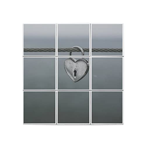Carreaux Céramique Décoratif 20x20 cm Cadenas Coeur Amour x9