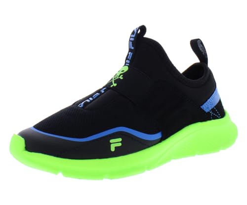 Fila Landbuzzer Graphic Boys Shoes Size 4.5, Color: Black/Lime/Blue
