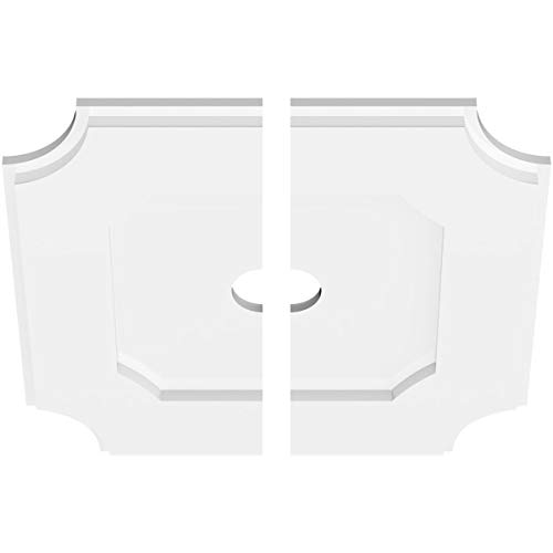 Image of Ekena Millwork CMP16LE2-02000 Locke Architectural Grade PVC Contemporary, Two Piece Urethane Ceiling Medallions 16 inchOD x 2 inchID x 9 1 /2 inchC x 1 inchP