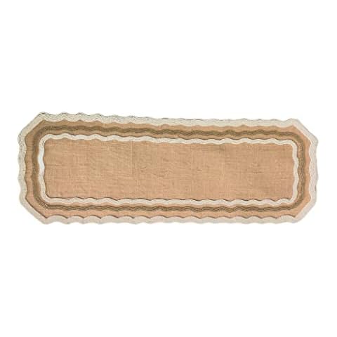 Terraacraft Handmade Beaded Jute Runner Mats Rustic Table Top for Farmhouse Kitchen Home Décor 13 X 36 Cover