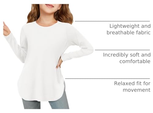 Image of Haloumoning Girls Long Sleeve T Shirts Kids Crewneck Tops 5-14 Years