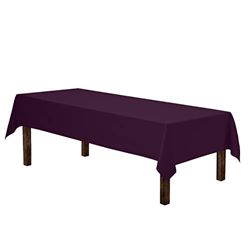 Image of Gee Di Moda Rectangle Tablecloth - 60 x 102 Inch Eggplant Table Cloth for 6 Foot Rectangle Tables - Heavy Duty Washable Fabric - for Holiday Party, Dinner, Weddings, Baby Shower & Events
