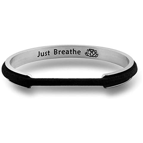 WUSUANED Breathe Hair Tie Deep Grooved Cuff Bracelet Lotus Flower Yoga Sign Jewelry Gift for Women Girls Cover